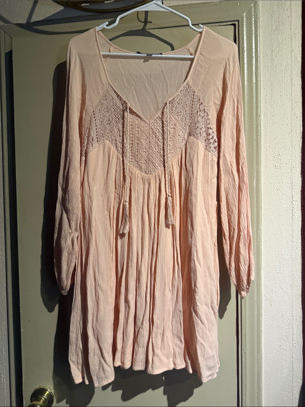 Purple Snow Blush Crochet Yoke dress